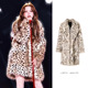 宋雨琦同款 复古豹纹环保狐狸毛皮草外套女冬设计感保暖中长款 大衣