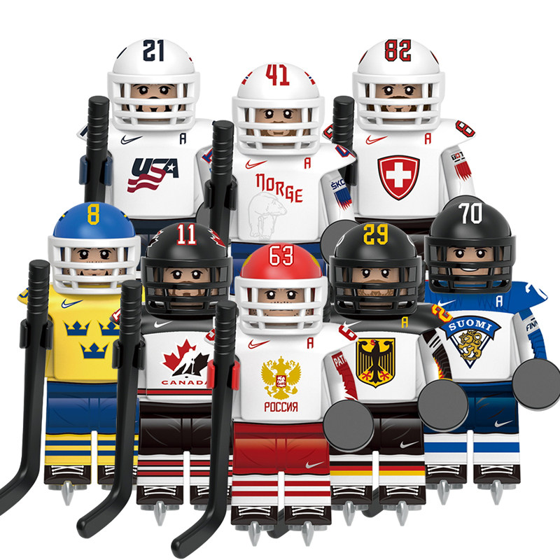 兼容乐高冰球积木人仔体育明星g0164美国俄罗斯国家队拼插玩具
