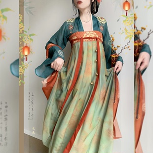 汉服复原唐制齐胸群刺绣仙气飘逸春夏日常新款 芳华庭原创 卿芸