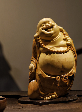 竹雕布袋弥勒佛佛像雕像