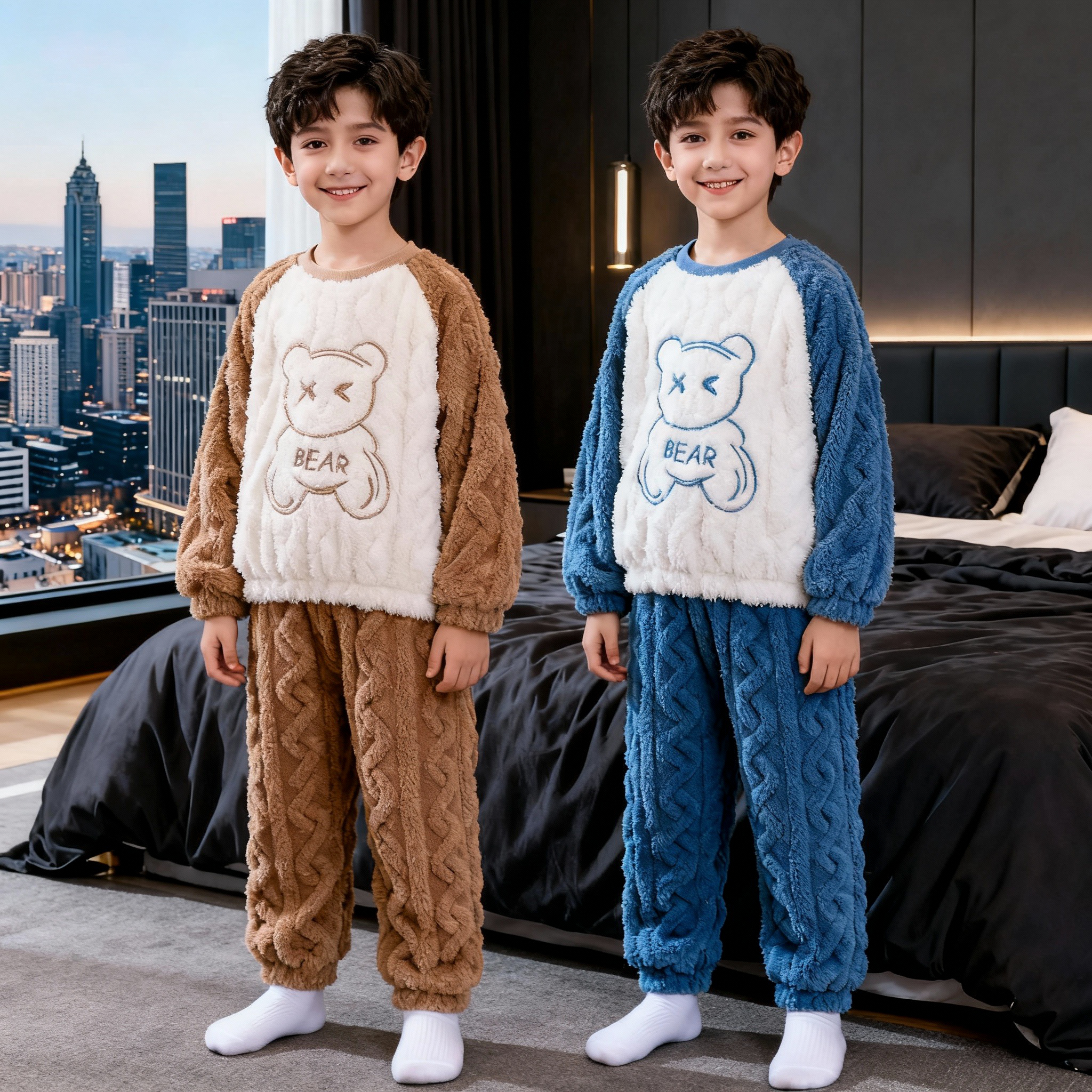 男童睡衣2025秋冬中大童珊瑚绒