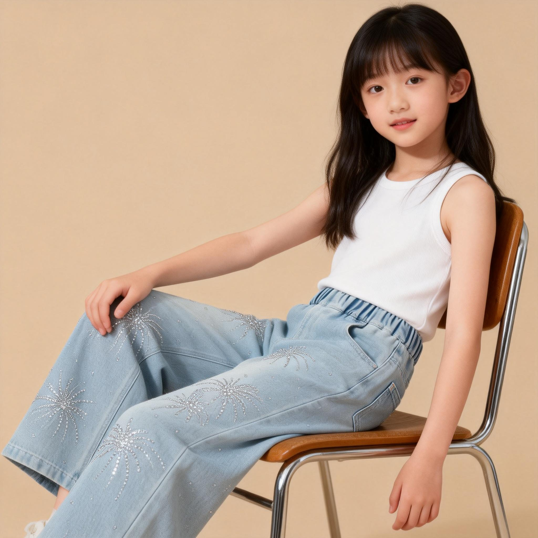 女童牛仔裤春秋2026新款春装大童秋季网红烟花烫钻阔腿儿童弯刀裤,童装/婴儿装/亲子装,儿童牛仔裤,淘宝优惠券,粉丝福利购,淘宝优惠卷