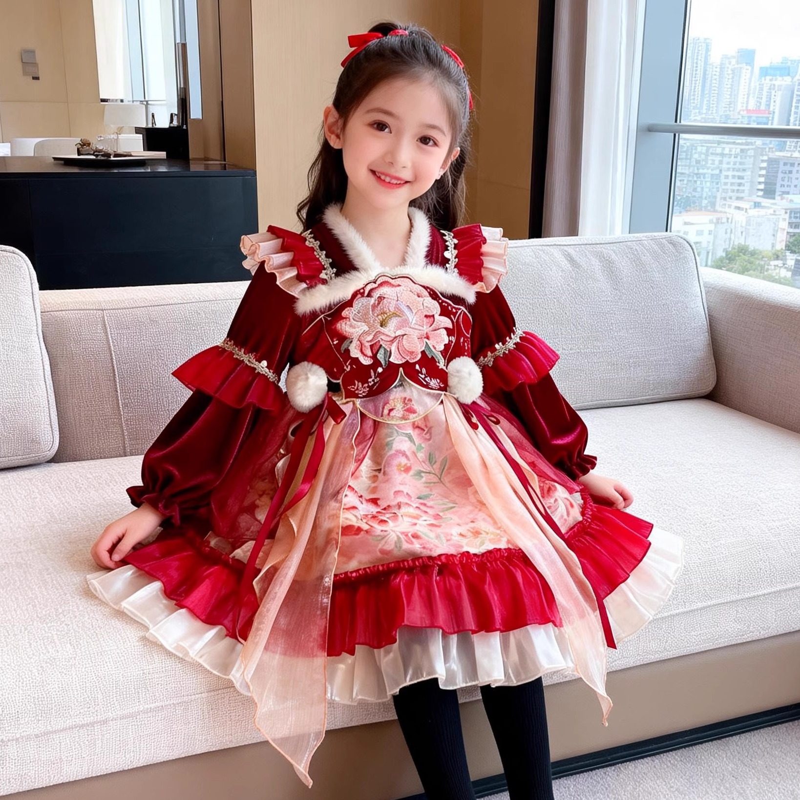 女童连衣裙秋冬长袖新款中国风新年红色儿童裙子女孩生日公主裙,童装/婴儿装/亲子装,连衣裙,淘宝优惠券,粉丝福利购,淘宝优惠卷