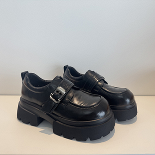 【呼呼严选】厚底头层牛皮乐福鞋女轻便发泡底5.0CM