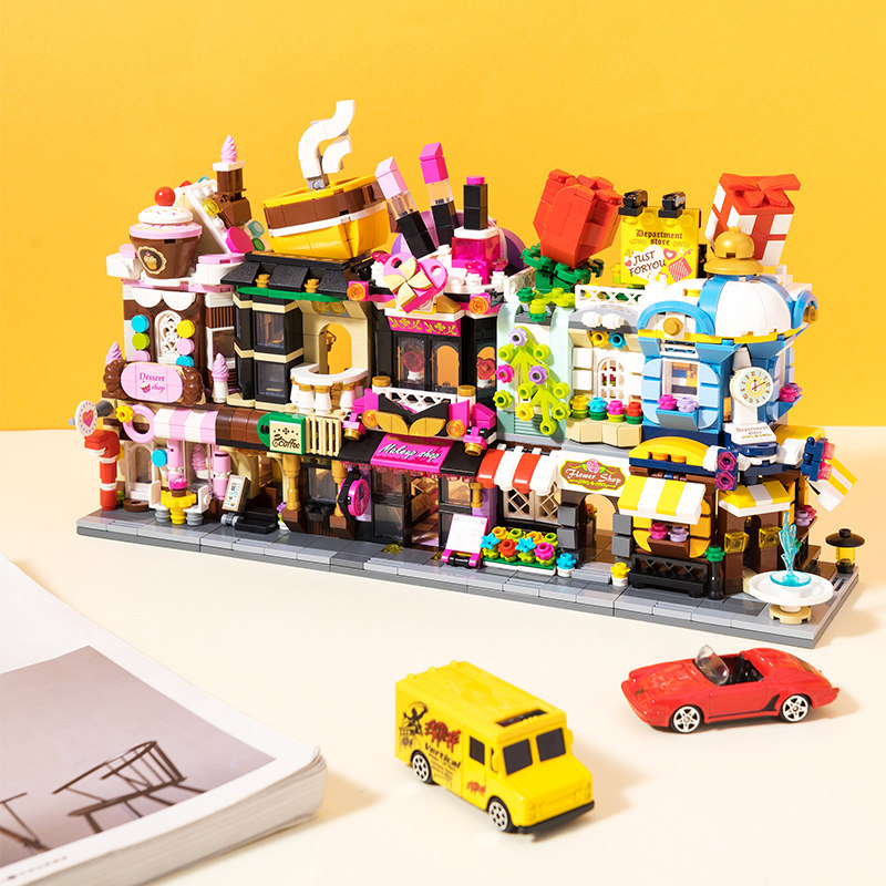 miniso名创优品缤纷街景积木玩具拼搭儿童益智趣味可爱浪漫学生女