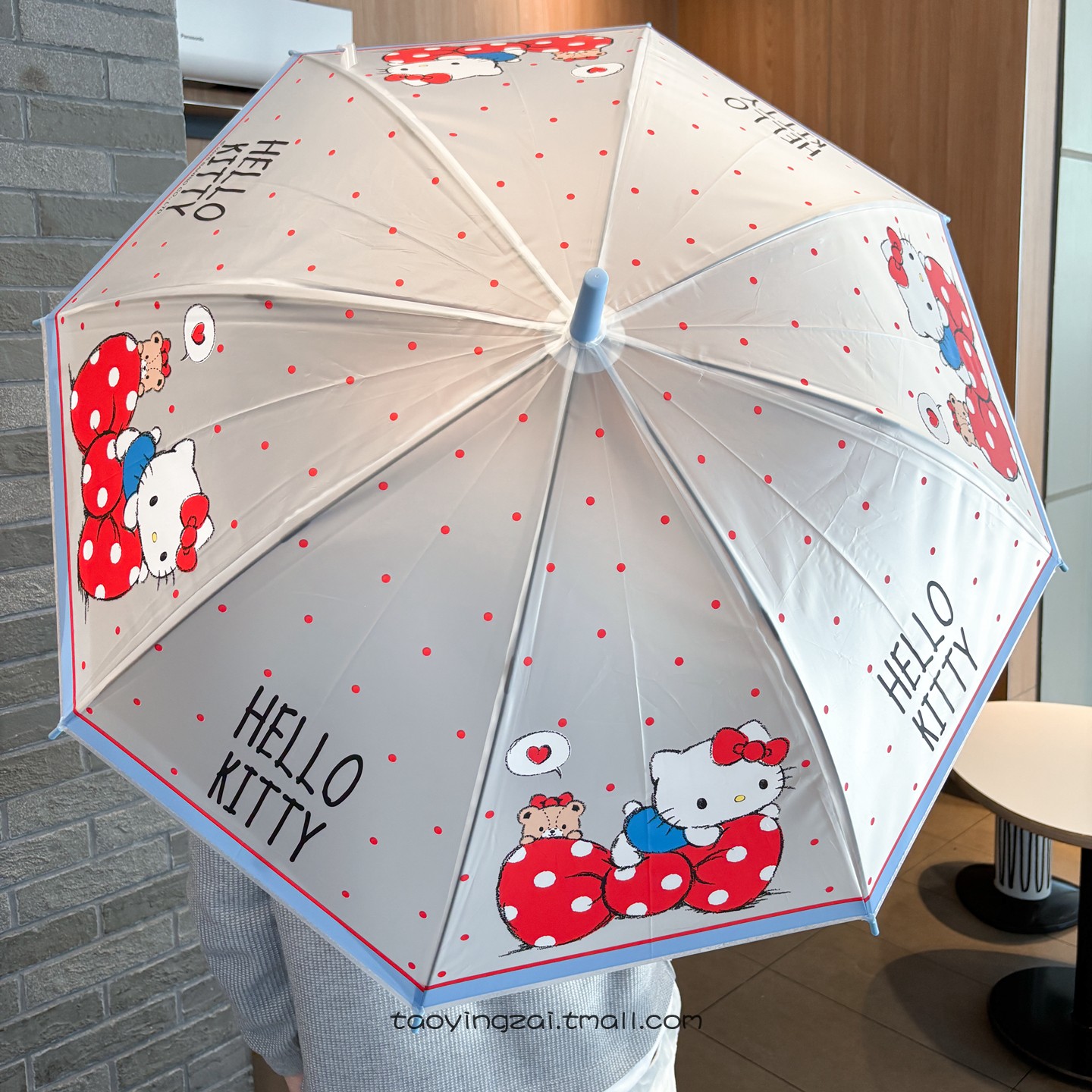 凯蒂猫波点直柄磨砂可爱雨伞图片