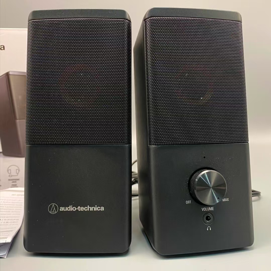 铁三角二手AT-SP95黑胶唱片机有源音箱3.5mm音响USB供电