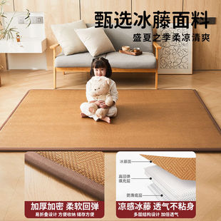 谜言藤席地垫榻榻米床垫睡觉打地铺专用垫子家用冰藤软垫凉草席
