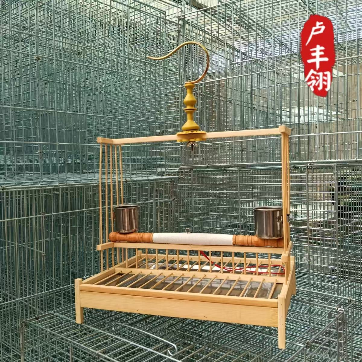 原竹色鸟站架小型纯手工