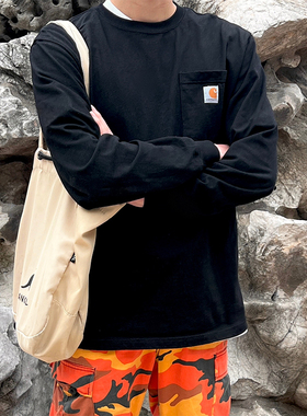 正品carhartt卡哈特t恤长袖男女纯棉上衣秋宽松工装口袋重磅大码