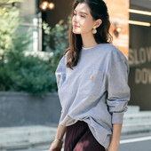 carhartt卡哈特长袖 t恤女纯棉白色大码 上衣男秋季 正品 宽松打底衫