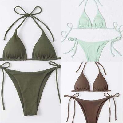 欧美性感泳衣女三点式分体泳装比基尼Two-piece swimsuit bikini