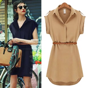 2017 Women Summer Dress V-Neck Short Solid Plus Size dress