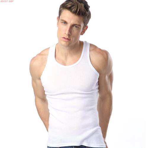 Men TankTop Man Gym clothes Singlet stringer Vest深v背心男棉