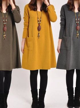 2025 autumn winter women loose casual dress ladies 4xl