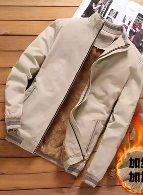 Autumn Mens Bomber Jackets Fleece Thick Winter Jacket Men