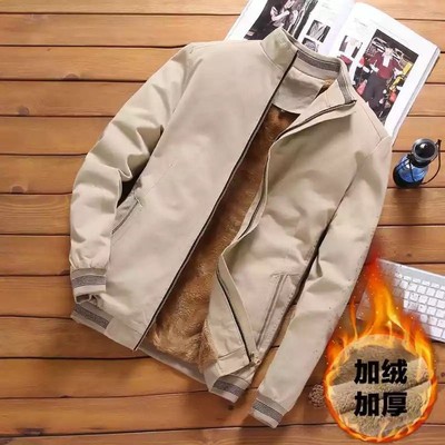 Autumn Mens Bomber Jackets Fleece Thick Winter Jacket Men