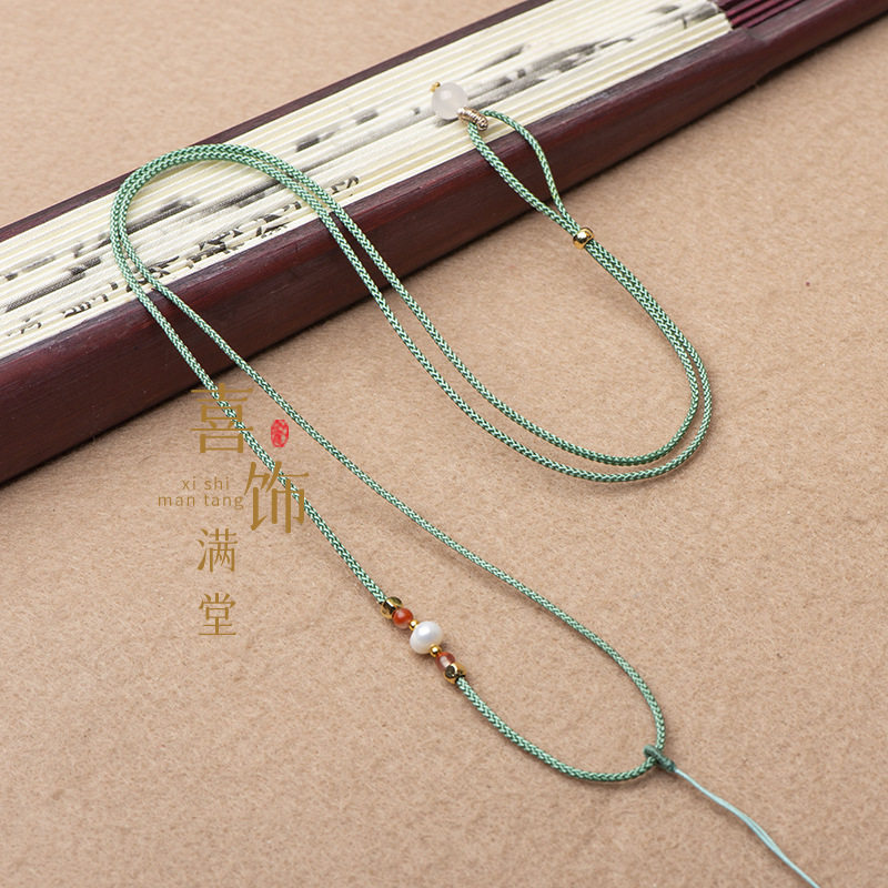 手工编织细款吊坠绳珍珠石榴石可图片