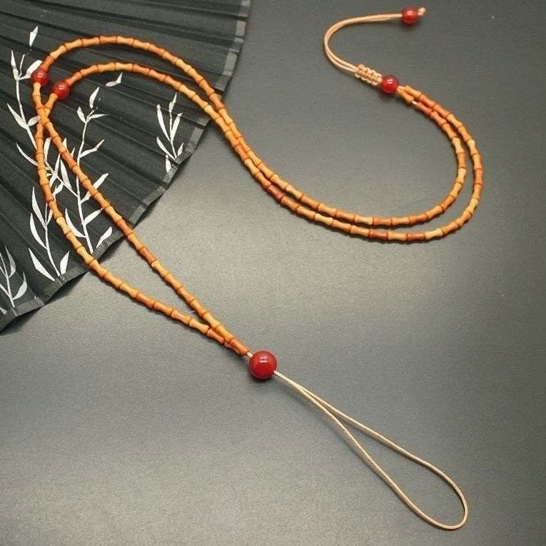 橄榄核小竹节项链吊坠配绳手机配链玉器蜜蜡挂绳高端挂脖绳项链绳