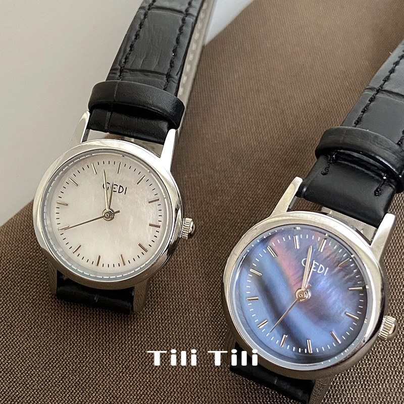 轻奢韩版贝母表盘手表女小众设计时尚气质小表盘高颜值皮带学生