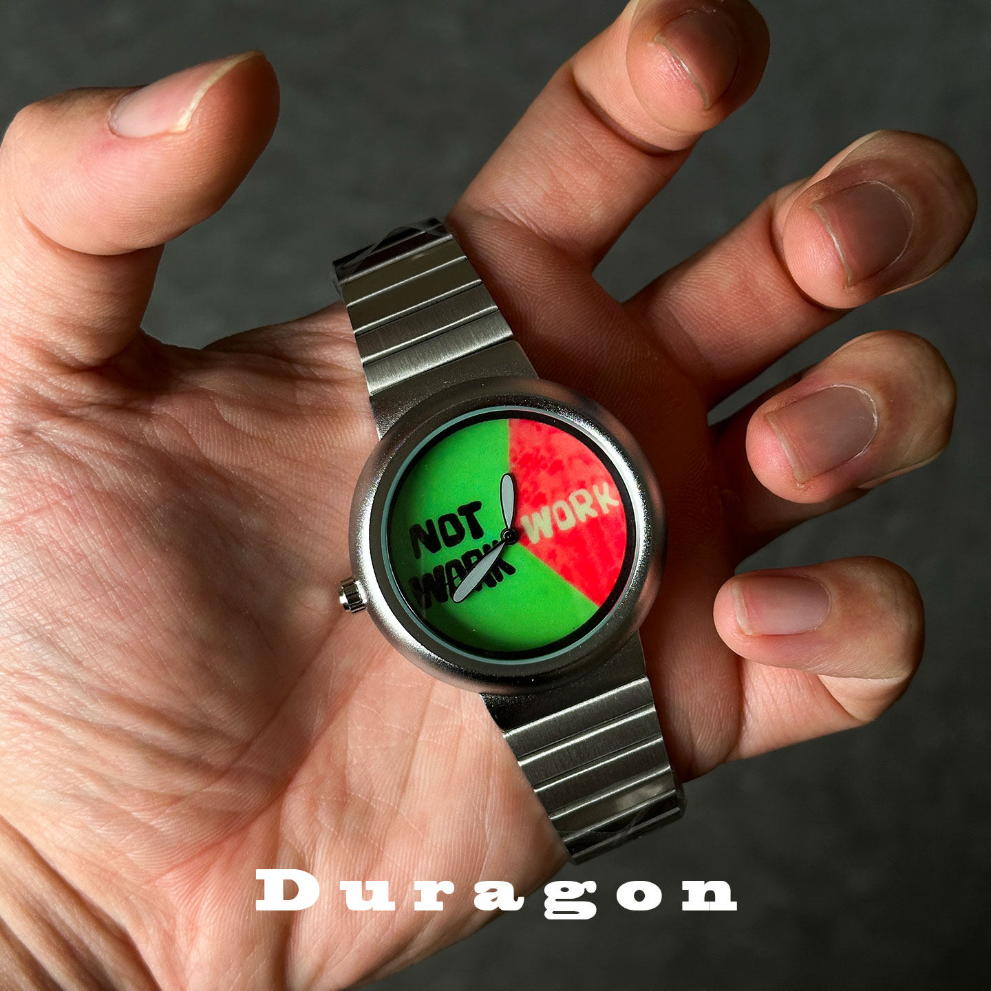 Duragon创意指针石英腕表钢带