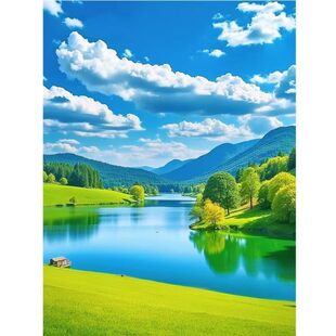 高清治愈系大自然山水风景海报自粘墙贴草原湖泊卧室客厅玄关壁画