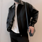 JK319/P128控168秋季小伙古着假两件格纹拼接棒球夹克外套男黑首1，男装夹克，星座305B