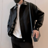 JK319/P128控168秋季小伙古着假两件格纹拼接棒球夹克外套男黑首1，男装夹克，星座305B