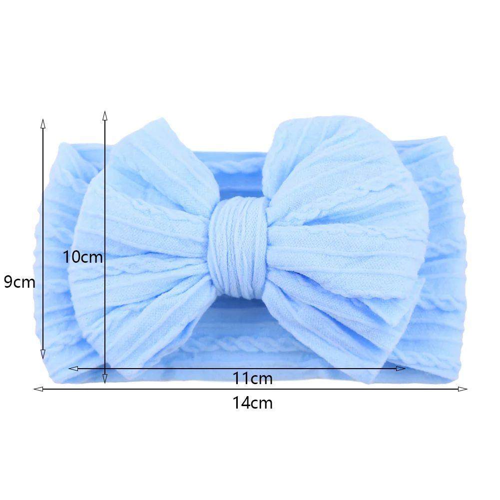 Solid Cable Bow Baby Headband for Child Nylon Layers Headwea