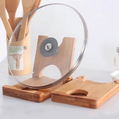 Folding Bamboo Pot Lid Rack Cutting Board Storage Holder