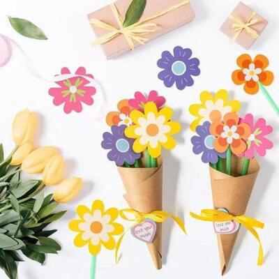 24Pcs/Set Mother Day Flower Bouquet Craft Kit DIY Greeting