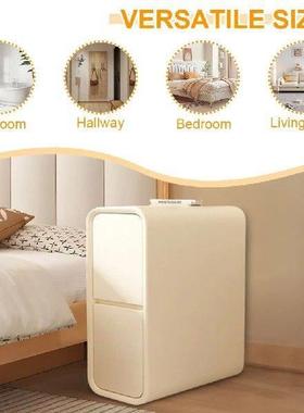 Solid Wood Narrow Nightstand with Drawers Bedside Table