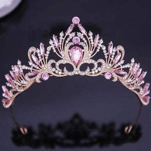 Tiara Girls Women Crown Crystal Red Pink Korean Elegant