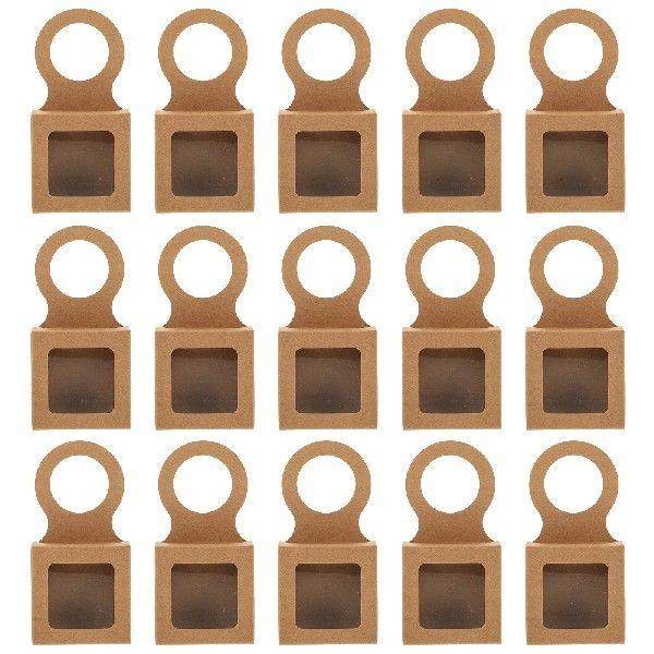 25pcs Bottle Gift Box Foldable Hanging Paper Boxes 6x6x2cm
