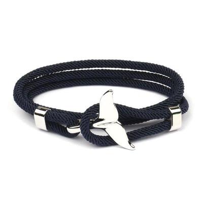 Fashion Whale Tail Men Multilayer Charm Rope Chain Bracelet