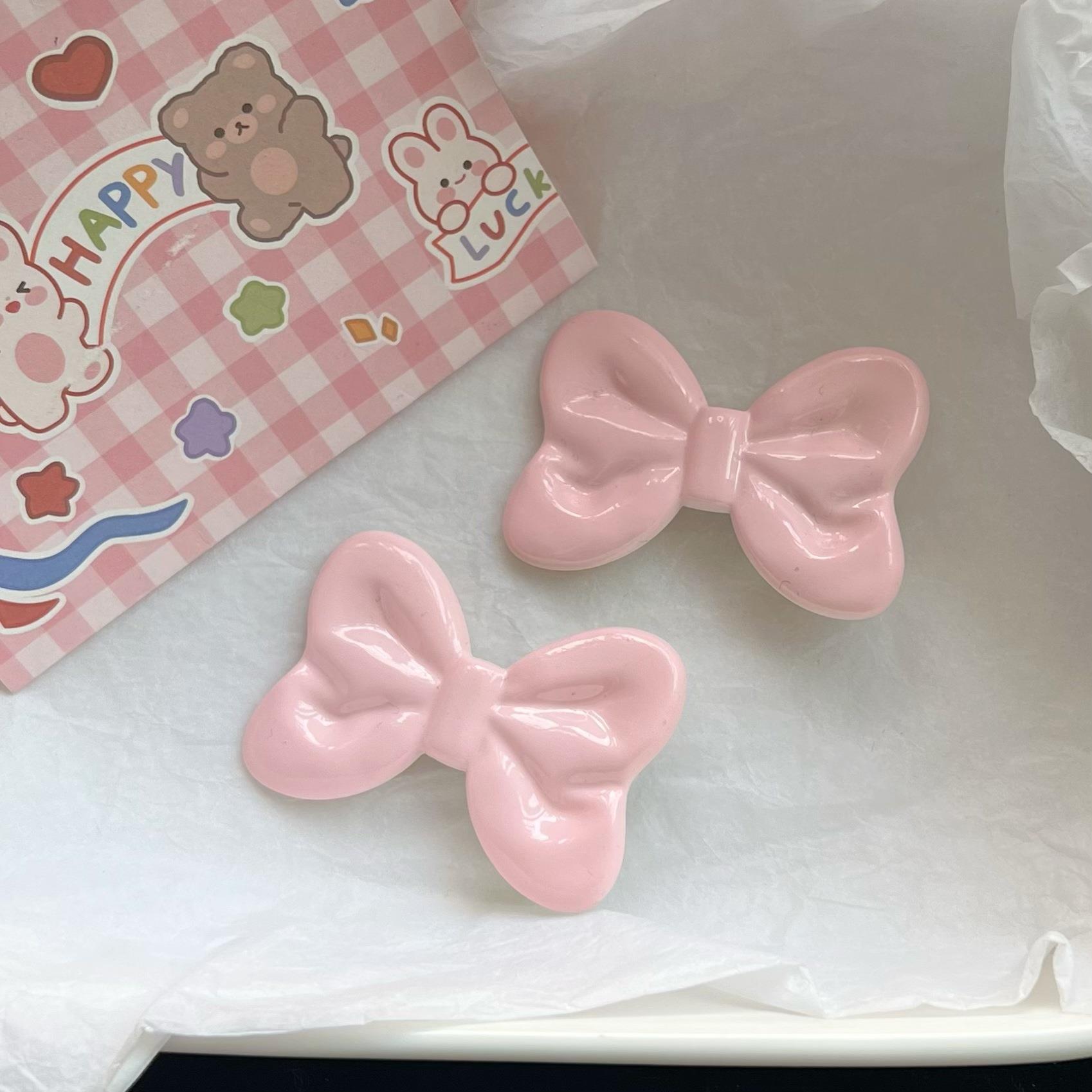 Large CREA Pink Bow Ins Sweet Girl Heart Princess Style Bang