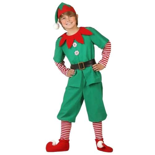 Girls Boys Christmas Elf Costume Xmas Santa Claus Green Elf