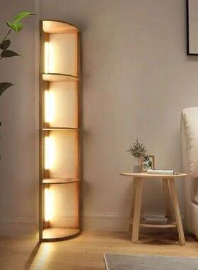 Wood LED Shelf Floor Lamp Storage Standing Lighting Nordic