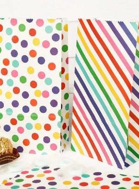 12Pcs Rainbow Paper Bag DIY Baking Packaging Bag For Candy