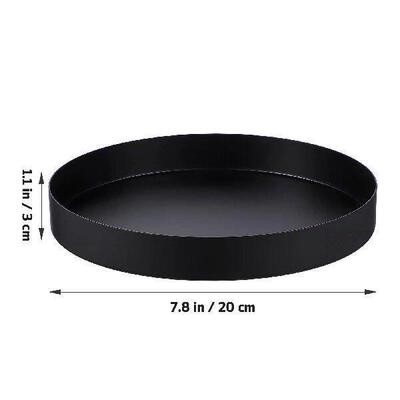 Black Metal Tray Decorative Tiered Plate Platter Round