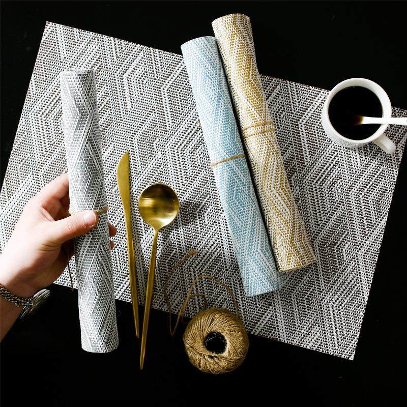 Black and white striped table mat Nordic household rectangul