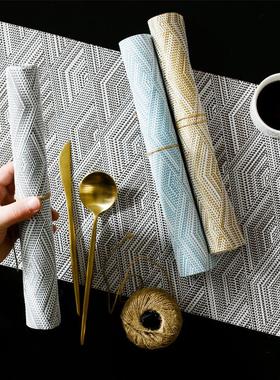 Black and white striped table mat Nordic household rectangul