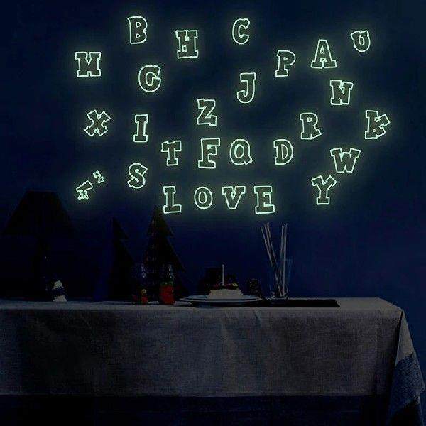 26psc Luminous Fluorescent Glow In The Dark English Letter