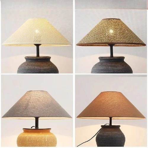 E27 Table Lamp Lampshade Linen Fabric Shell Japanese Zen