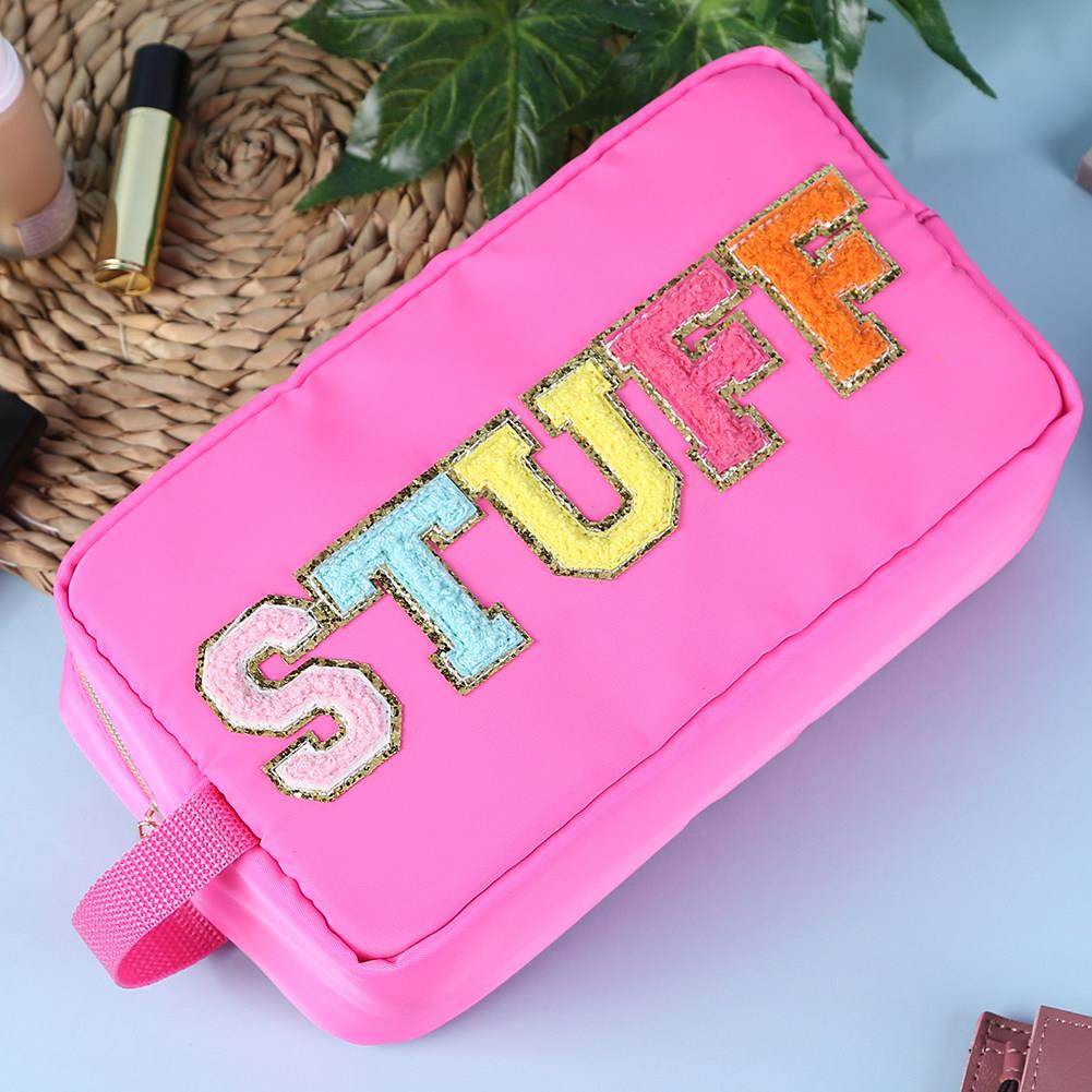 Hot Letter Patches Nylon Cosmetic Bag Clutch Women Fashion T
