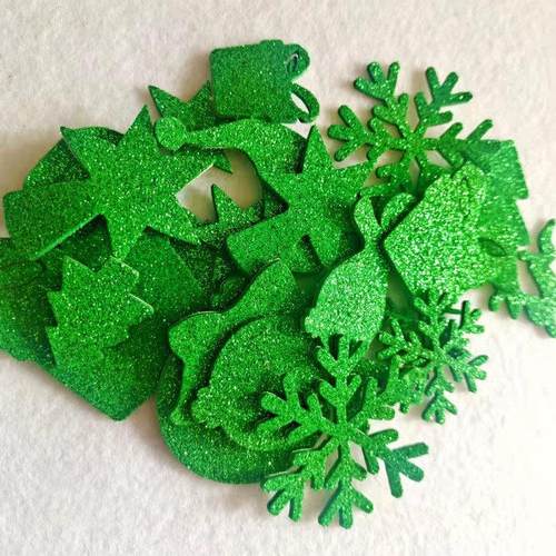 Christmas Decoration Glitter Powder Foam Cartoon Stickers Ch