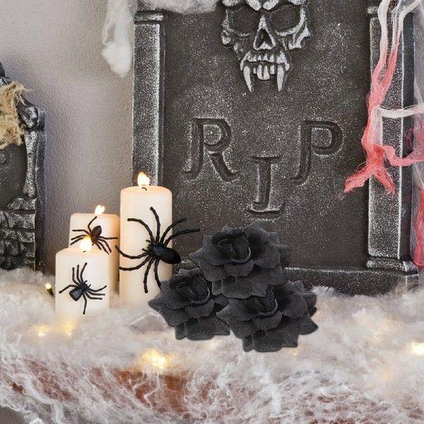 50 Pcs Flower Heads Silk Black Roses Bulk Table Garland for