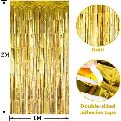 Cheap as a Party Metallic Tinsel Foil Fringe Curtains Backdr