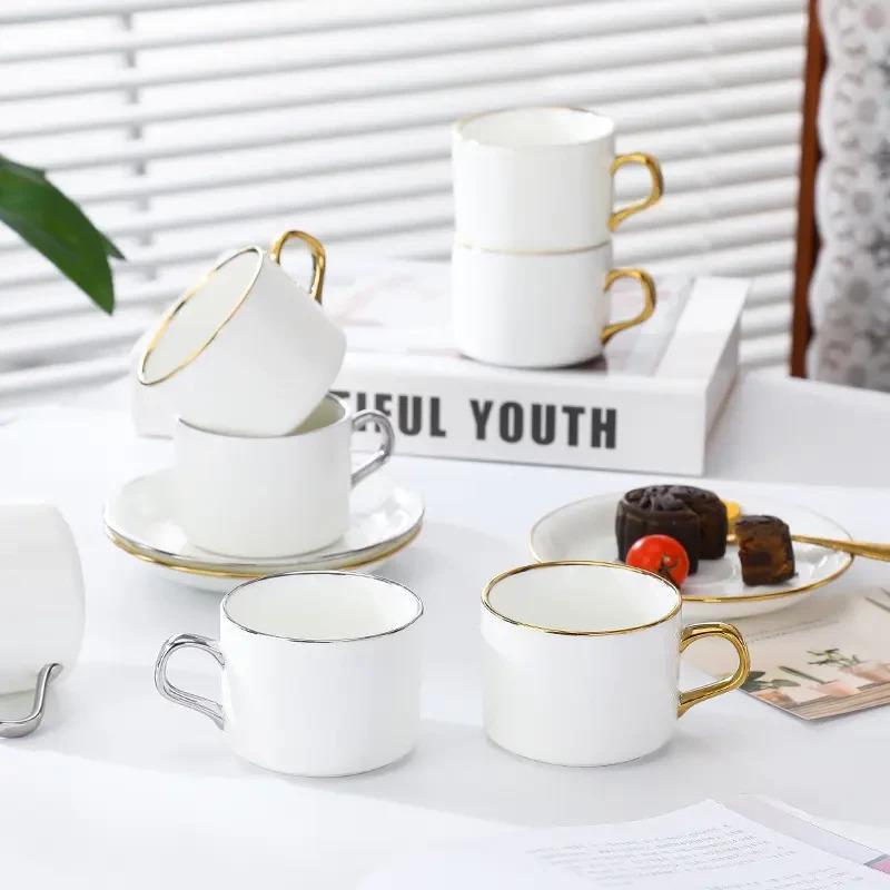 6pc ceramic coffee cup plates coffeeshop latte cups teacup