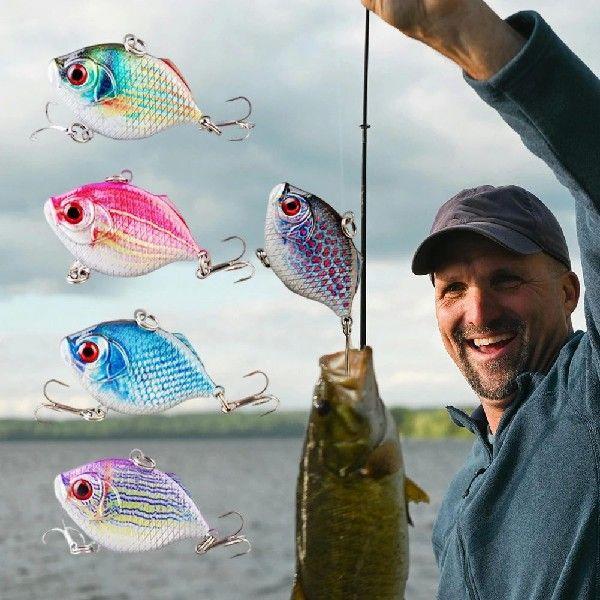 5pcs Vibration Spoon Popper Fishing Lures 4cm 8.8g